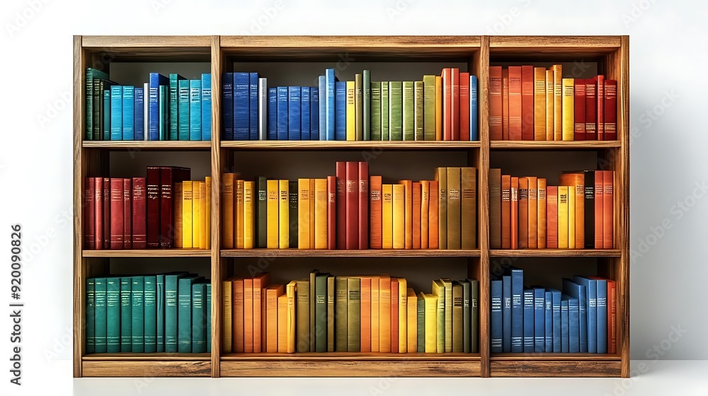 Colorful Bookshelf Full of Books 3D Render Colorful Bookshelf Full of Books 3D Render