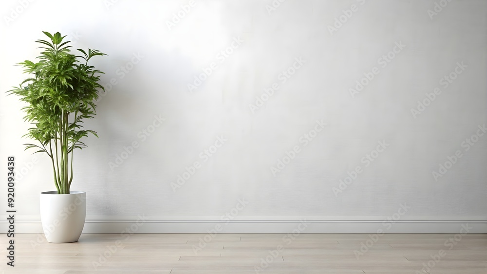 Background with white walls and plant Background with white walls and plant