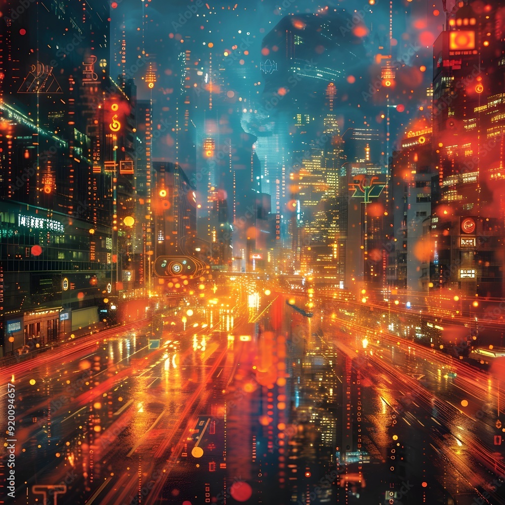 Luminous Cityscape:A Technological Glitch Art Journey Luminous Cityscape:A Technological Glitch Art Journey