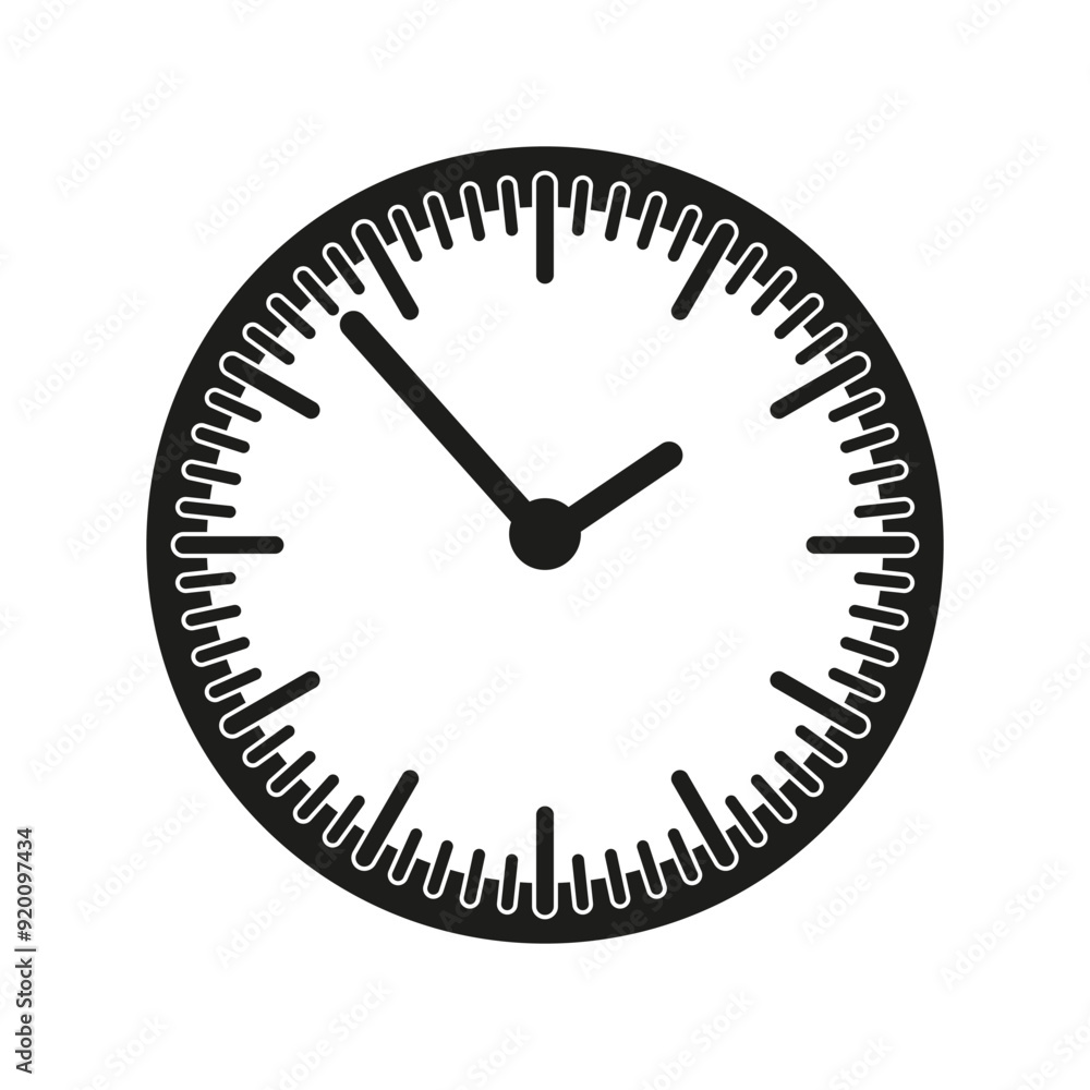 Black clock icon. Simple clock face. Time management symbol. Vector illustration. Black clock icon. Simple clock face. Time management symbol. Vector illustration.