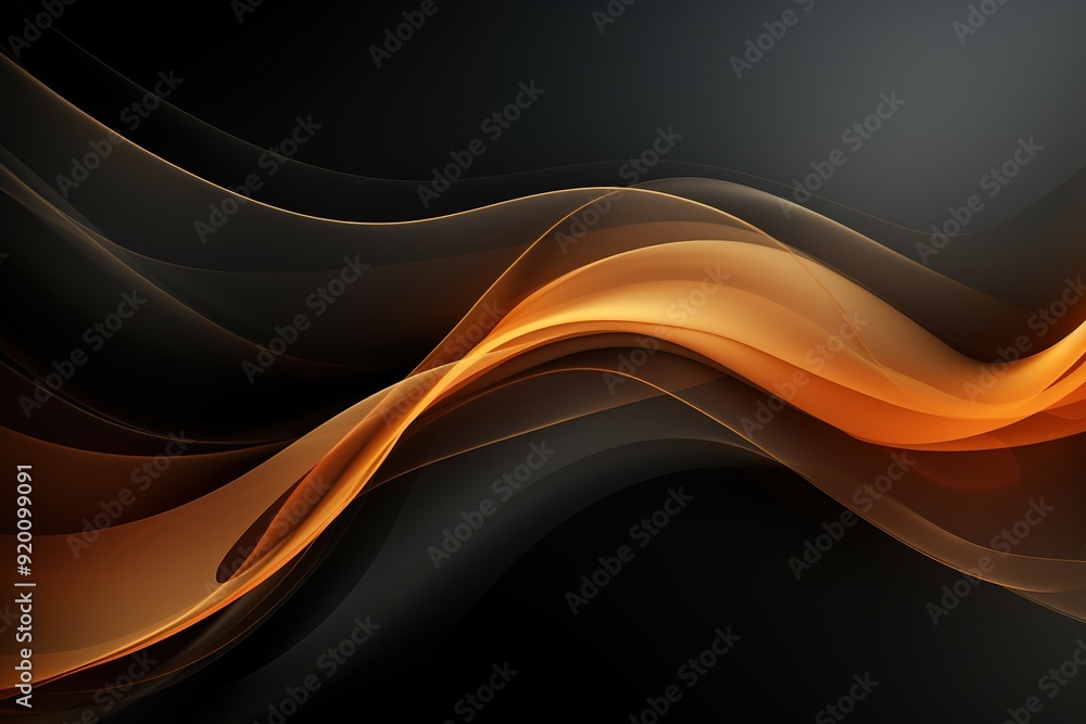 Abstract dark background with golden waves. Abstract dark background with golden waves.