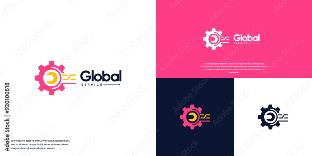 mechanical electrical service, system repair, connection, global technology, logo design vector. mechanical electrical service, system repair, connection, global technology, logo design vector.