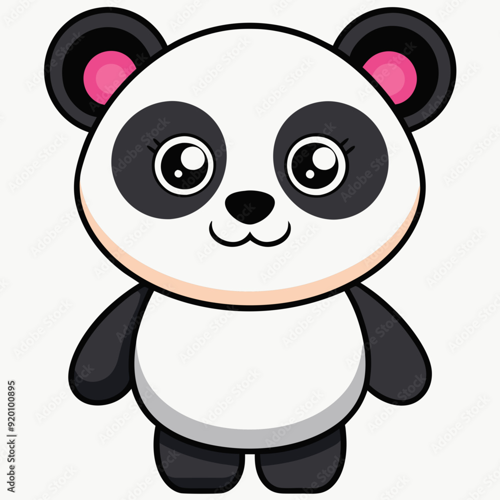 Fototapeta premium panda isolated on white, panda vector illustration, animal vector art, panda silhouette, beer vector icon, animales line art, eps