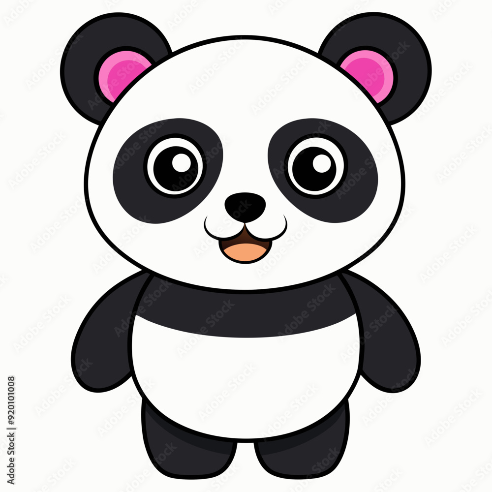 Naklejka premium panda isolated on white, panda vector illustration, animal vector art, panda silhouette, beer vector icon, animales line art, eps