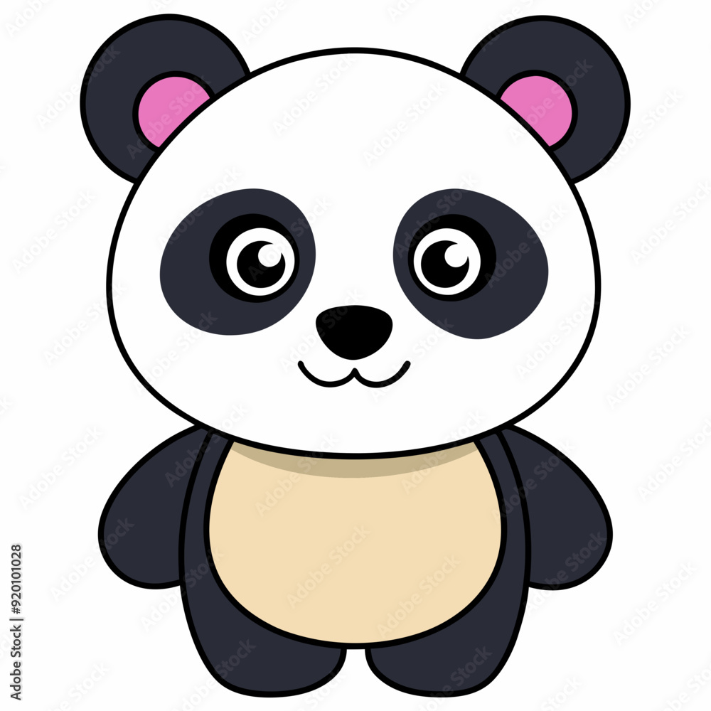 Naklejka premium panda isolated on white, panda vector illustration, animal vector art, panda silhouette, beer vector icon, animales line art, eps