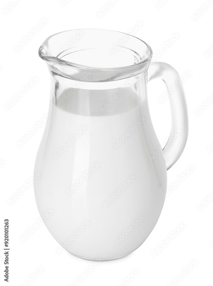 Glass jug of fresh milk isolated on white Glass jug of fresh milk isolated on white