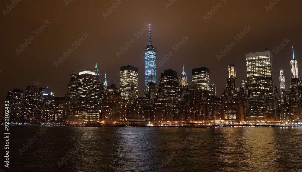 A night view of the Manhattan skyline from across the Hudson River 2 A night view of the Manhattan skyline from across the Hudson River 2
