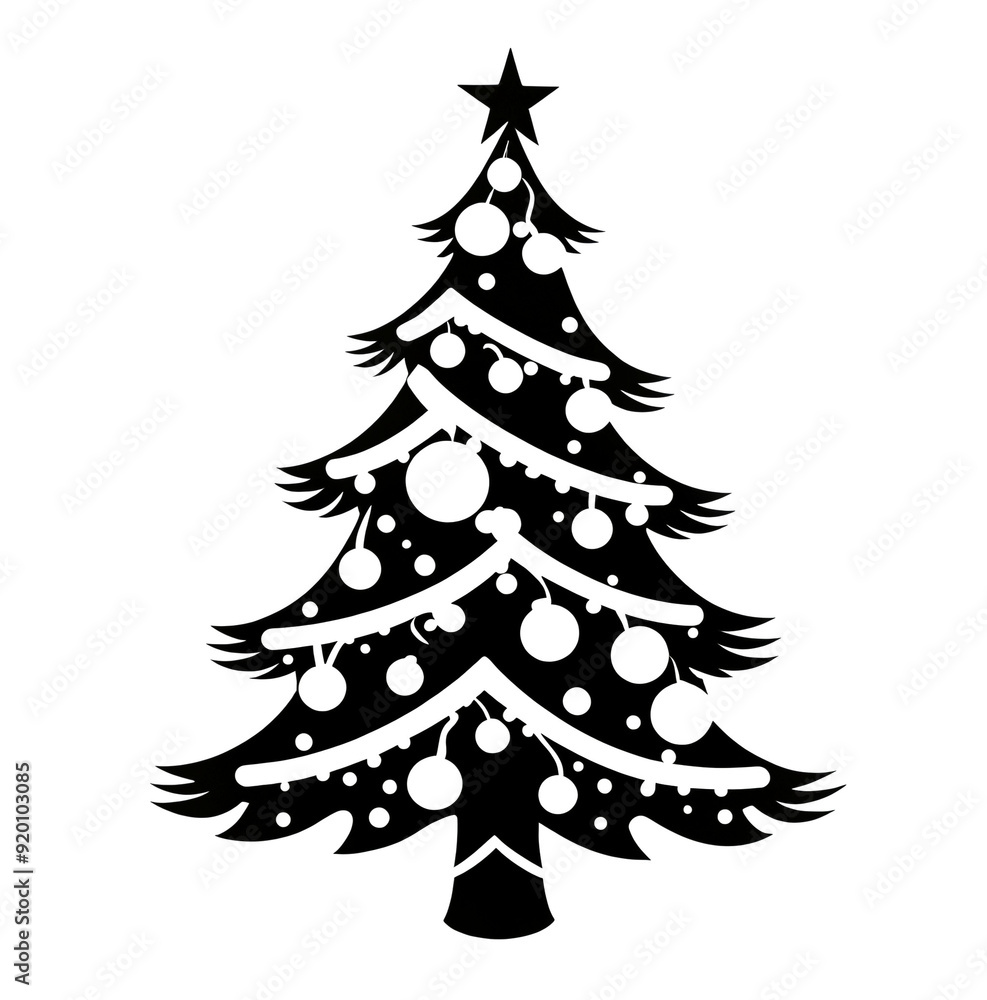 Christmas tree fir decorated, symbol icon Christmas tree fir decorated, symbol icon