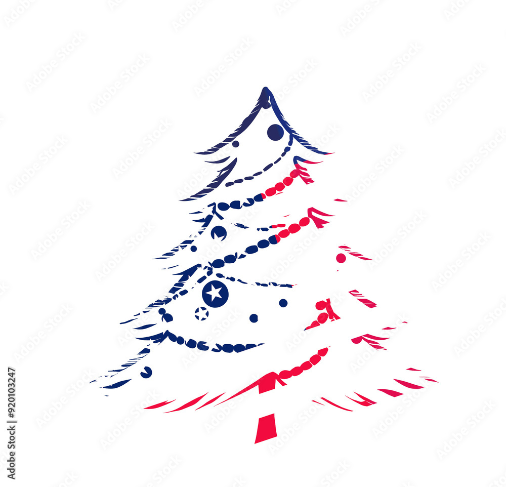 colors of the flag of the USA, United States of America, Christmas tree fir decorated, symbol icon colors of the flag of the USA, United States of America, Christmas tree fir decorated, symbol icon