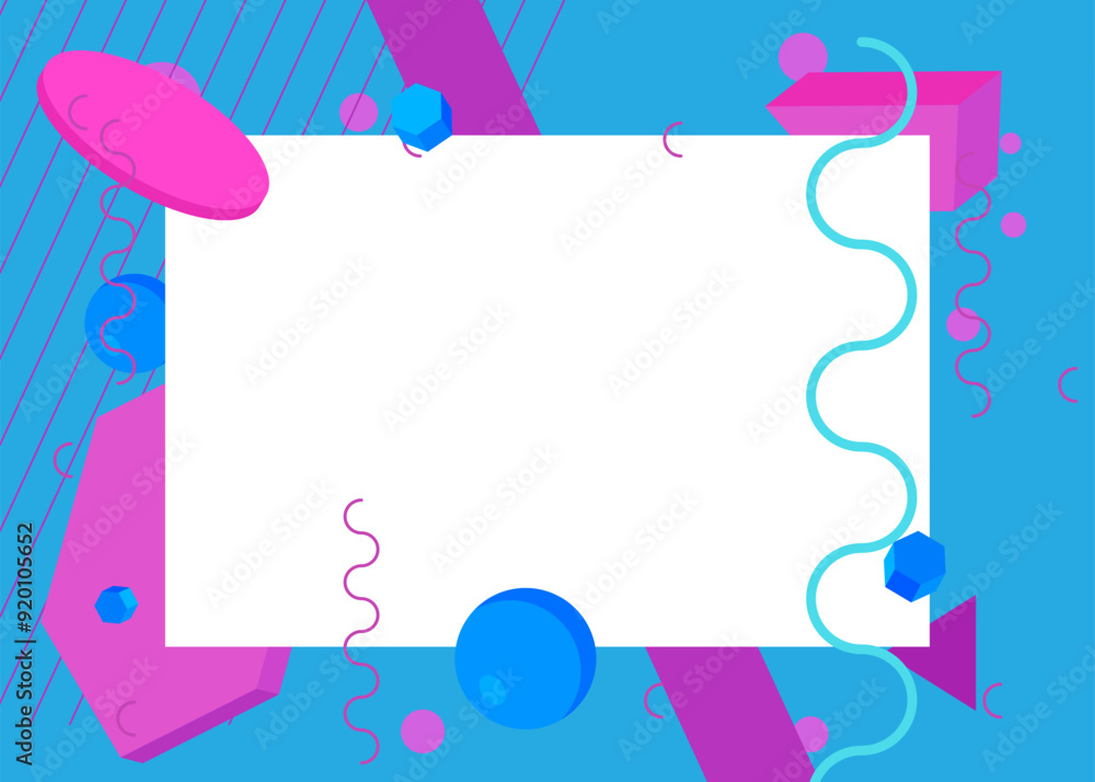 Purple and blue geometrical graphic retro theme background with place for text. Minimal geometric elements frame. Vintage abstract shapes vector illustration for advertising. Purple and blue geometrical graphic retro theme background with place for text. Minimal geometric elements frame. Vintage abstract shapes vector illustration for advertising.
