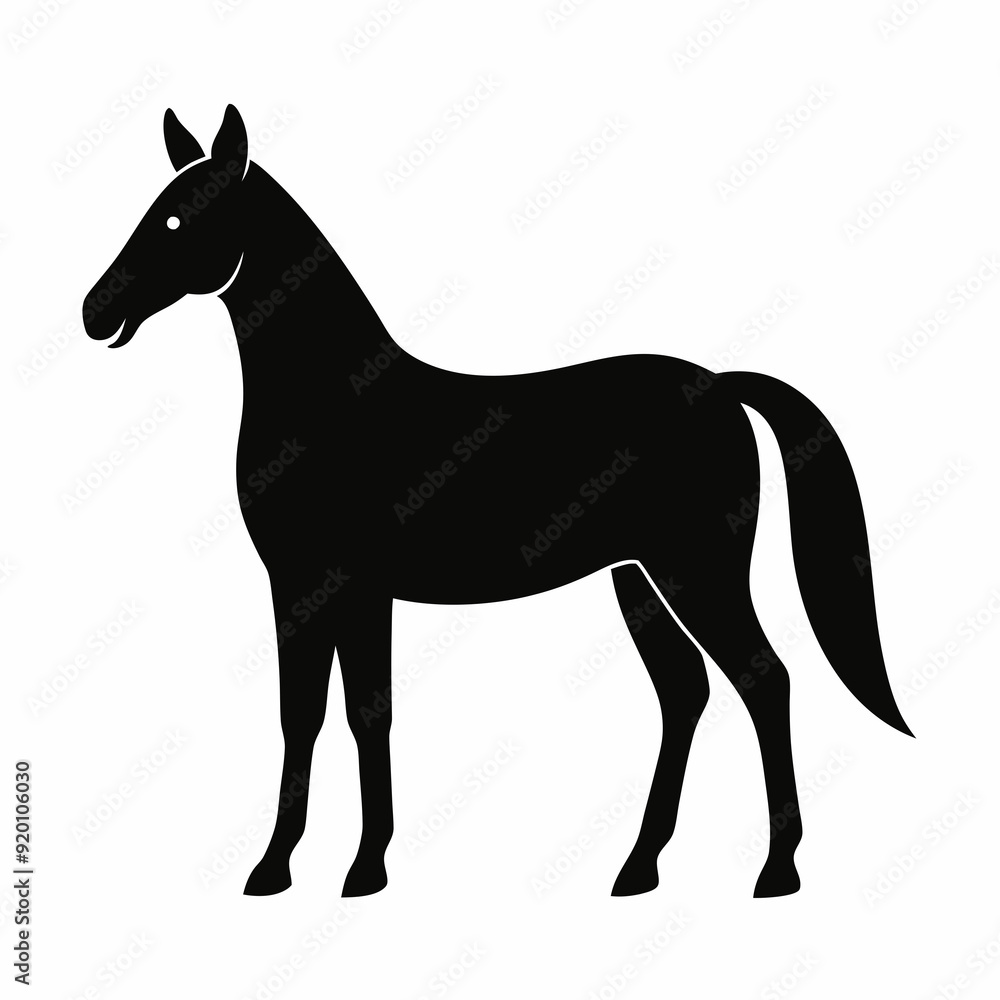 Obraz premium Horse isolated on white, horse vector illustration, animal vector art, horse silhouette, pet vector icon, horses cartoon line art, eps