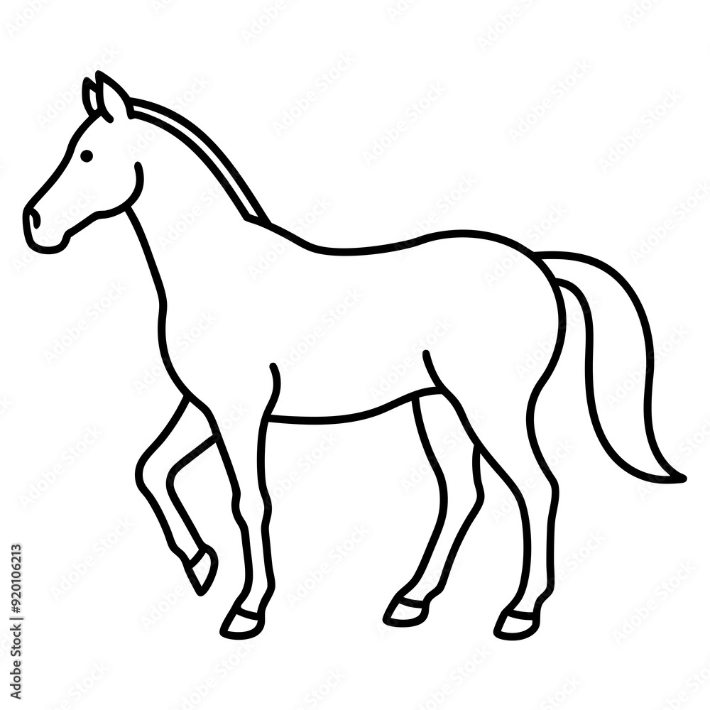 Horse isolated on white, horse vector illustration, animal vector art, horse silhouette, pet vector icon, horses cartoon line art, eps Horse isolated on white, horse vector illustration, animal vector art, horse silhouette, pet vector icon, horses cartoon line art, eps