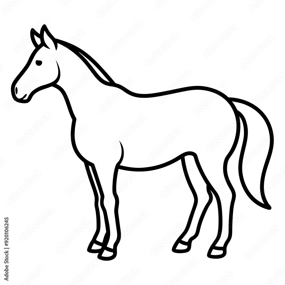 Horse isolated on white, horse vector illustration, animal vector art, horse silhouette, pet vector icon, horses cartoon line art, eps Horse isolated on white, horse vector illustration, animal vector art, horse silhouette, pet vector icon, horses cartoon line art, eps