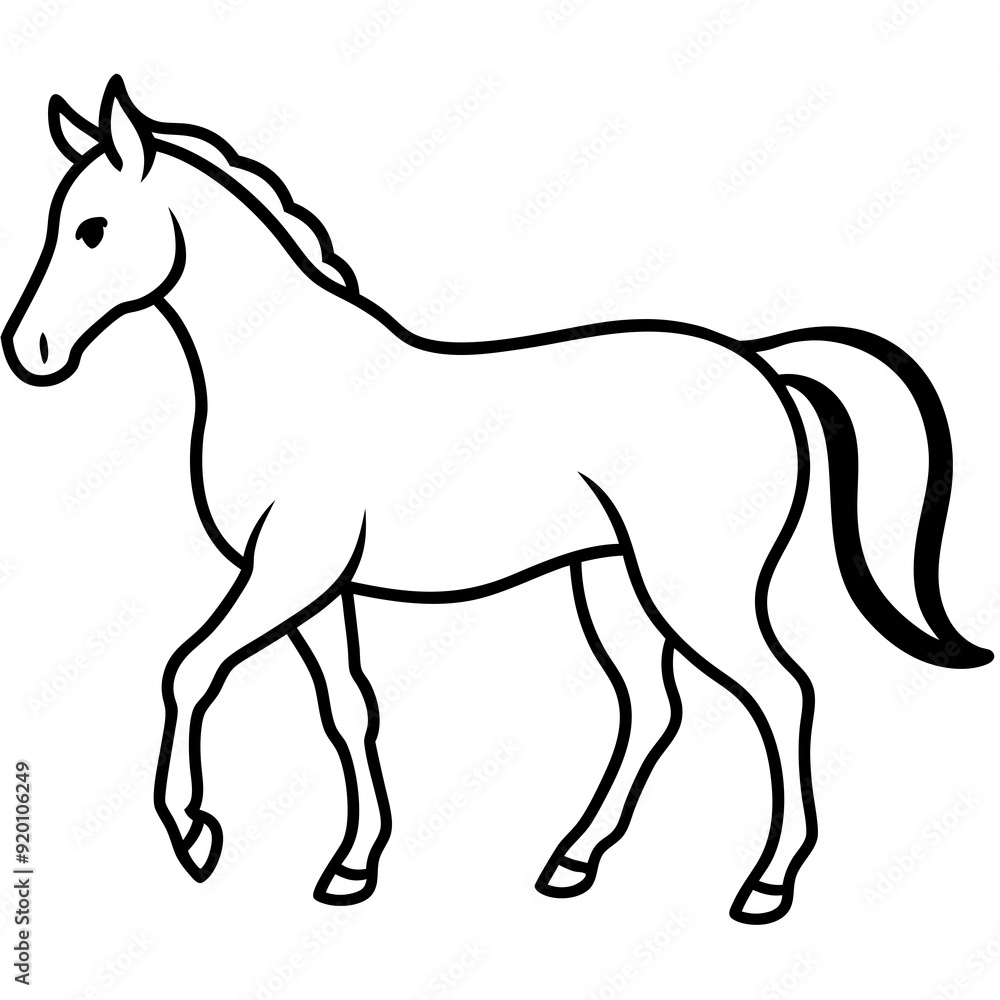 Horse isolated on white, horse vector illustration, animal vector art, horse silhouette, pet vector icon, horses cartoon line art, eps Horse isolated on white, horse vector illustration, animal vector art, horse silhouette, pet vector icon, horses cartoon line art, eps