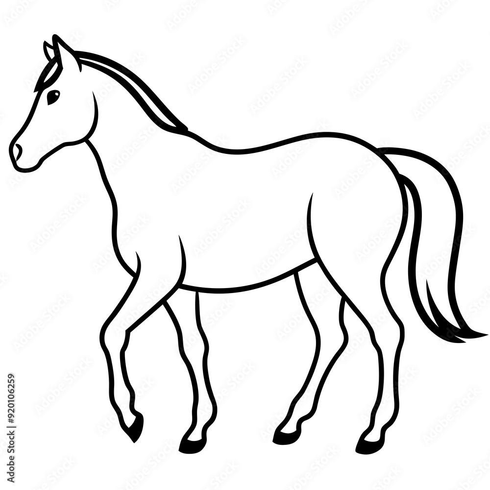 Horse isolated on white, horse vector illustration, animal vector art, horse silhouette, pet vector icon, horses cartoon line art, eps Horse isolated on white, horse vector illustration, animal vector art, horse silhouette, pet vector icon, horses cartoon line art, eps
