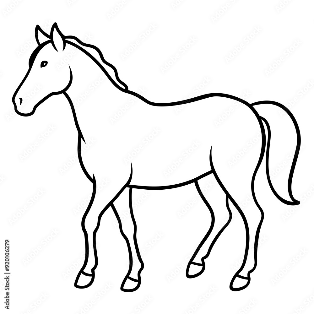 Horse isolated on white, horse vector illustration, animal vector art, horse silhouette, pet vector icon, horses cartoon line art, eps Horse isolated on white, horse vector illustration, animal vector art, horse silhouette, pet vector icon, horses cartoon line art, eps
