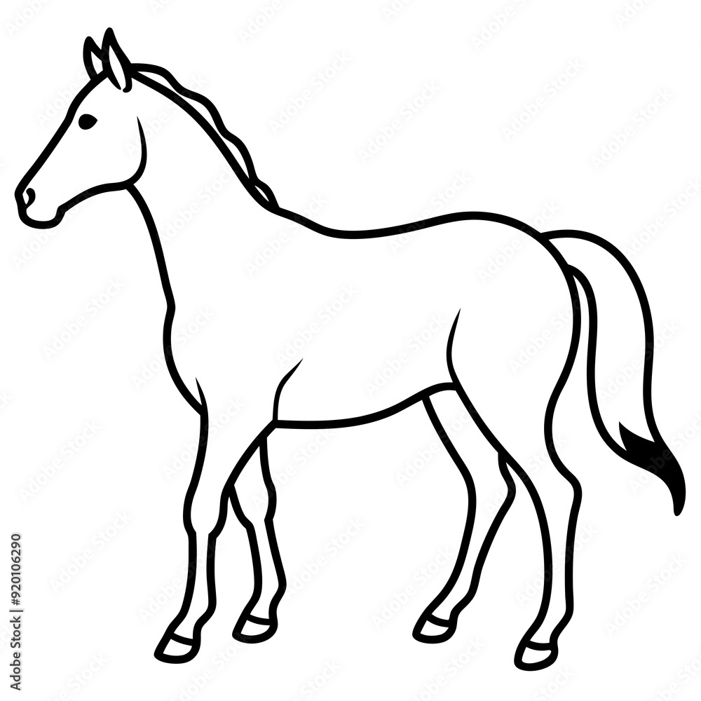 Horse isolated on white, horse vector illustration, animal vector art, horse silhouette, pet vector icon, horses cartoon line art, eps Horse isolated on white, horse vector illustration, animal vector art, horse silhouette, pet vector icon, horses cartoon line art, eps