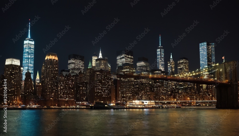 Obraz premium Lower Manhattan skyline at night, New York, USA. Night View of Midtown Manhattan from Hoboken, NJ 22