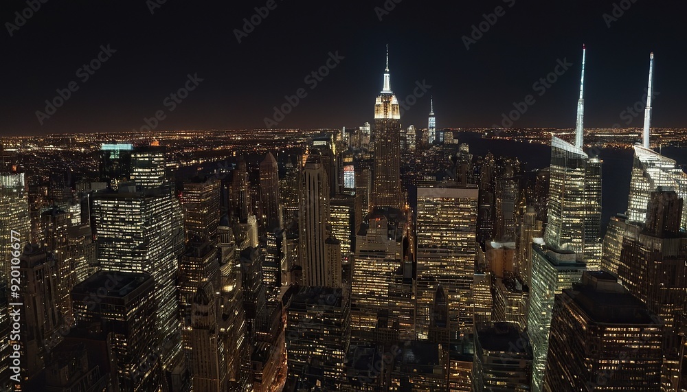 Fototapeta premium Lower Manhattan skyline at night, New York, USA. Night View of Midtown Manhattan from Hoboken, NJ 4