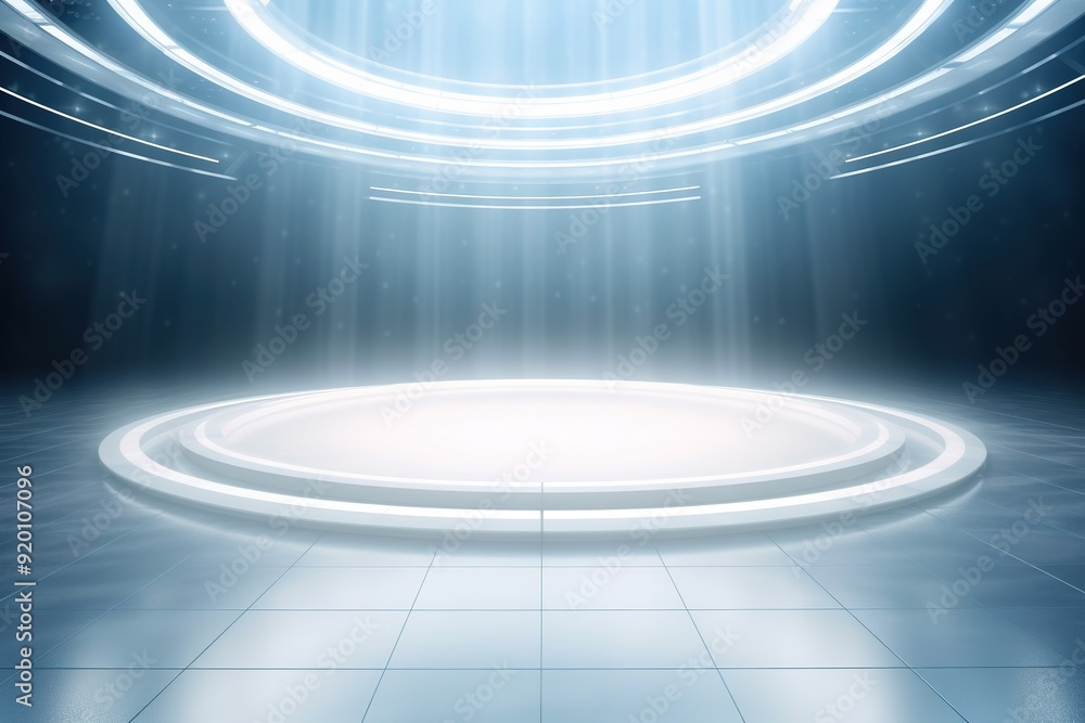 Obraz premium Circular stage with glowing lights.