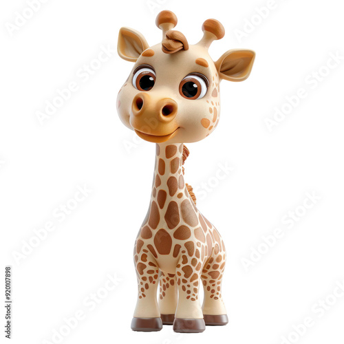 Cute little giraffe isolated on a transparent background for web, banner, wallpaper