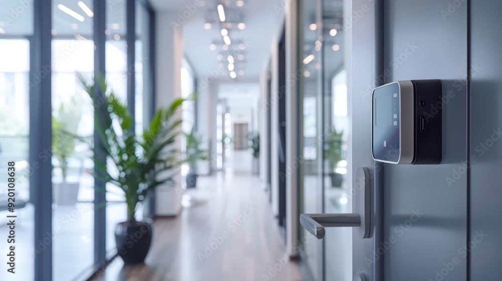 A business office with a modern security system, ensuring the safety and privacy of sensitive information. A business office with a modern security system, ensuring the safety and privacy of sensitive information.