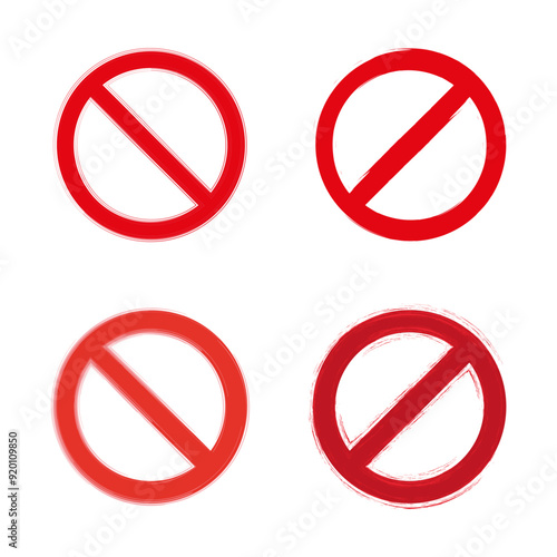 Red prohibition signs set. Four different styles of no entry symbols. Free Download Red prohibition signs set. Four different styles of no entry symbols. - GFXLoad