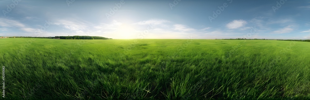 Obraz premium 360 degree large green grass field. HDRI spherical panorama.