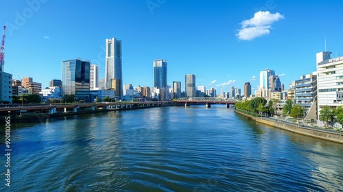 A city with a river running through it, where bridges and waterfront buildings create a picturesque scene.