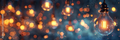 A captivating scene featuring warm, glowing light bulbs surrounded by a stunningly beautiful bokeh background