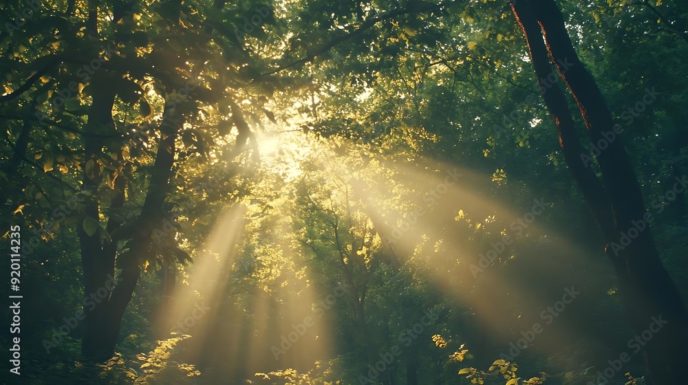 Sunlight Through Forest Canopy Realistic Image Sunlight Through Forest Canopy Realistic Image