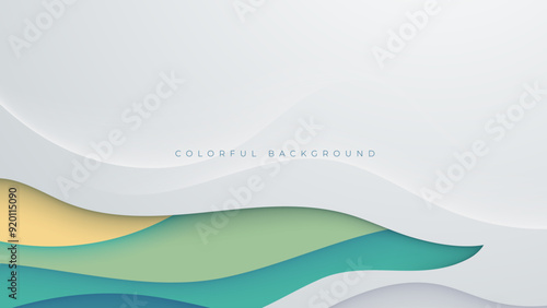 Abstract papercut background colorful wavy shape cutout design vector
