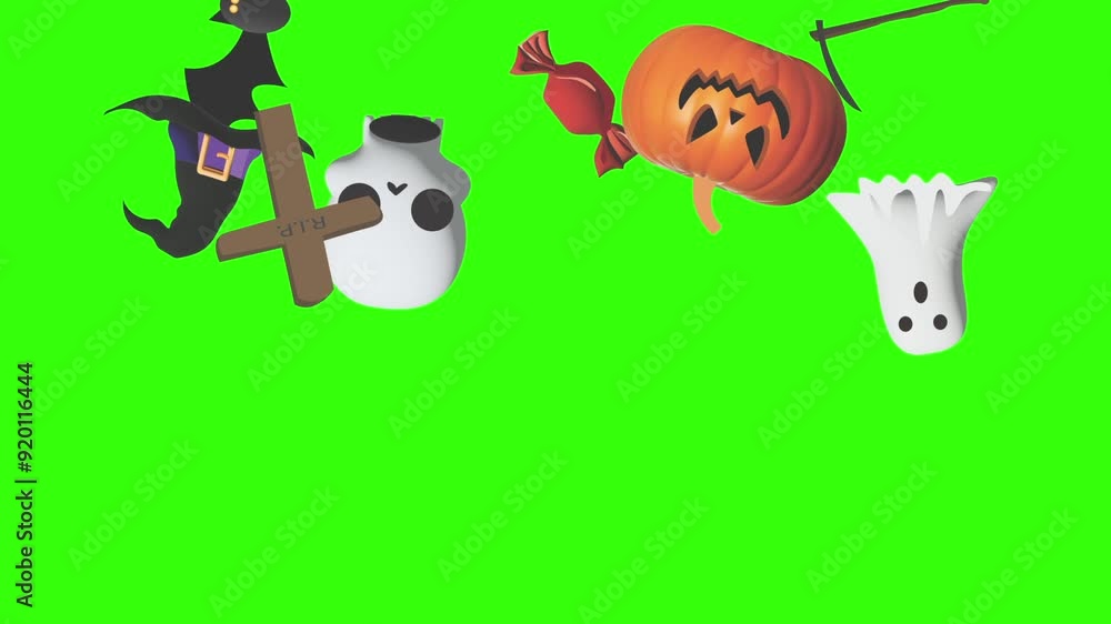 Halloween design object elements animation effects on green screen Halloween design object elements animation effects on green screen