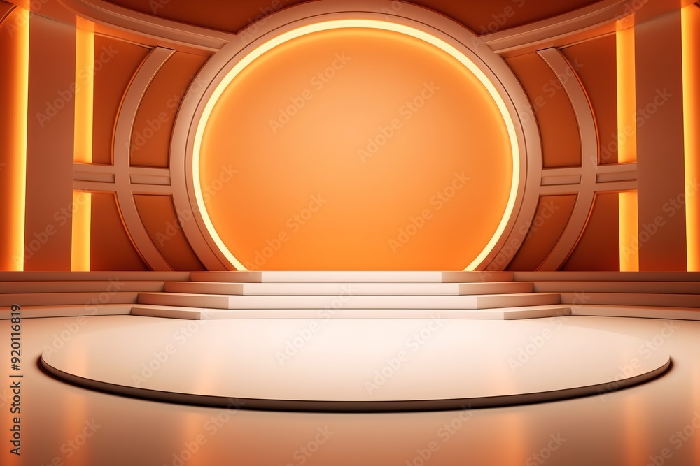 Abstract orange background with circular platform. Abstract orange background with circular platform.