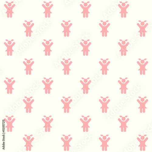 Little Girl Kids Vector Seamless Pattern