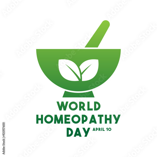 World Homeopathy Day on white background. April 10. Poster, banner, card, background.
