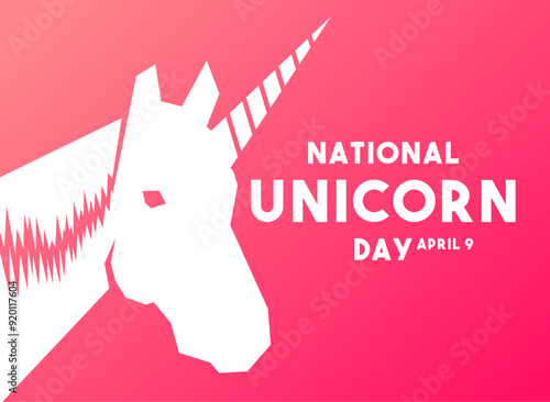 National Unicorn Day. April 9. Gradient background.