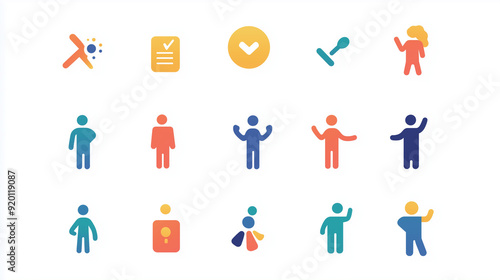 Wallpaper Mural カラフルなジェスチャーアイコンセット - クリエイティブなデザインで多彩な表現をサポート Torontodigital.ca