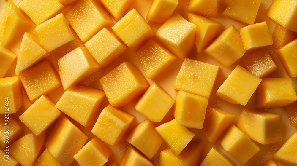 Close up of mango fruit background with leaves, top view. Photorealistic high resolution macro photography for advertising or food design. Close up of mango fruit background with leaves, top view. Photorealistic high resolution macro photography for advertising or food design.