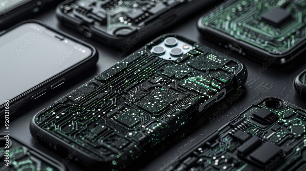 A phone case with a raised pixelated design that mimics the appearance of circuitry and wires. A phone case with a raised pixelated design that mimics the appearance of circuitry and wires.