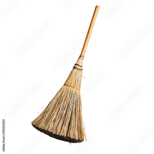 Wallpaper Mural PNG A traditional straw broom with a wooden handle resting on a plain surface, ready for sweeping tasks Torontodigital.ca