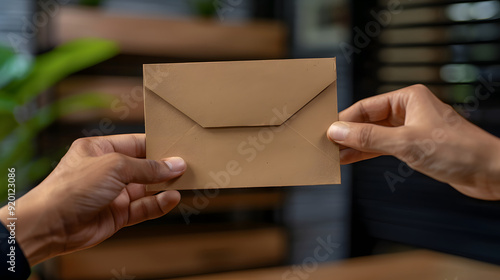 Manager Handing Financial Reward to Employee