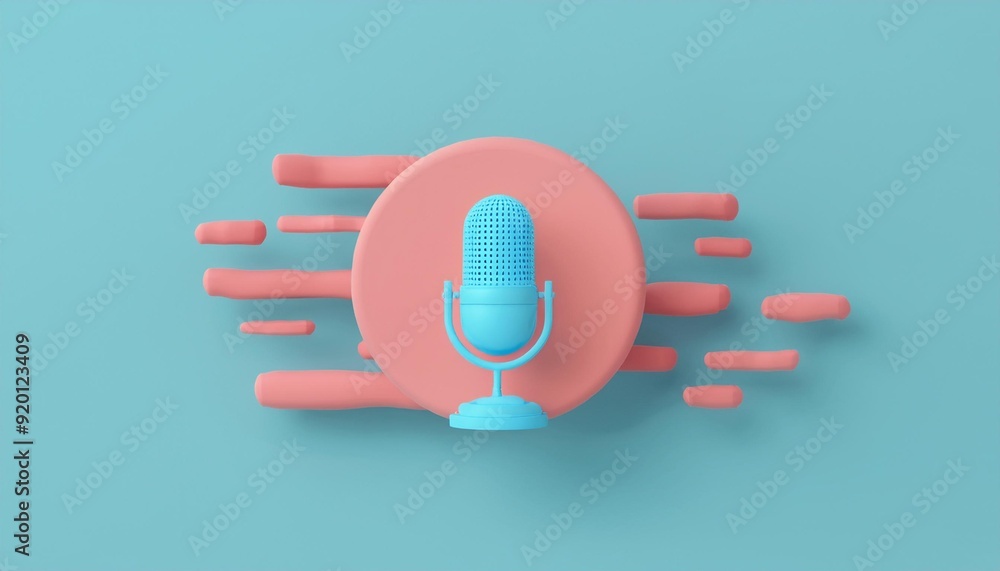 Colorful microphone illustration on a smooth background, ideal for podcasting, music, or audio content. Colorful microphone illustration on a smooth background, ideal for podcasting, music, or audio content.