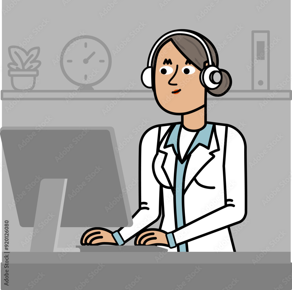 woman working the call center in her office woman working the call center in her office