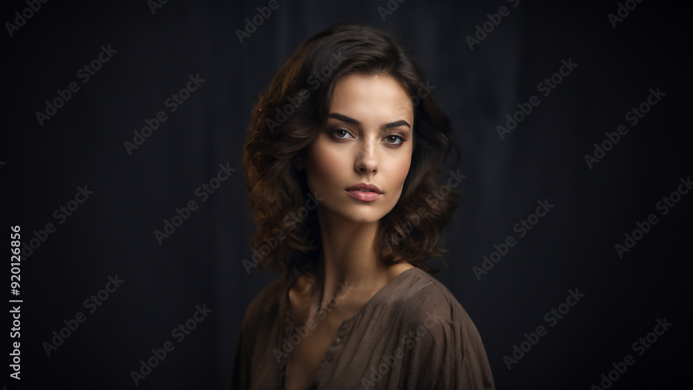 Captivating portrait of a 20-year-old American white brunette woman with neat hair and healthy skin, looking confidently at the camera. The young model showcases natural beauty with minimal makeup Captivating portrait of a 20-year-old American white brunette woman with neat hair and healthy skin, looking confidently at the camera. The young model showcases natural beauty with minimal makeup