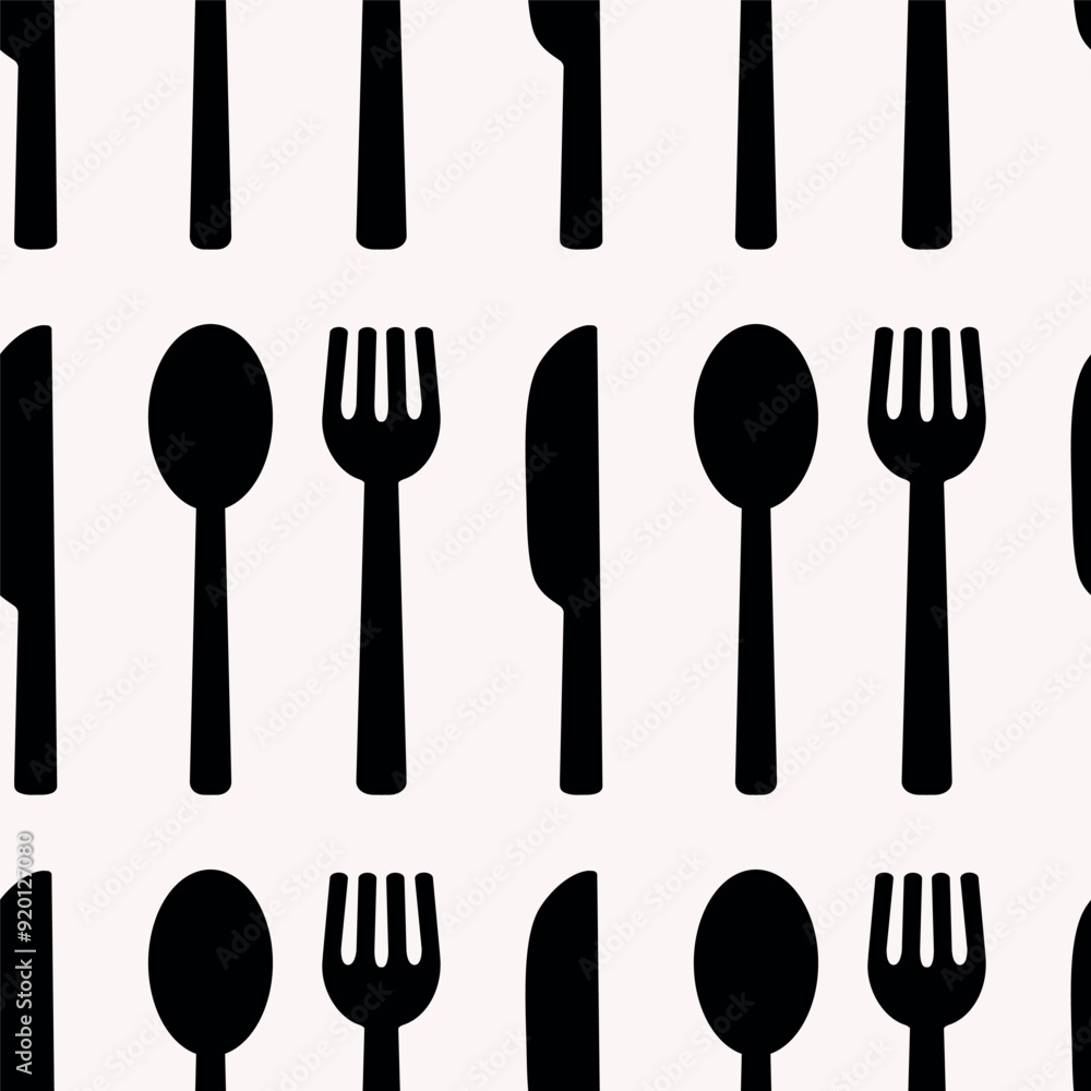 Seamless pattern of cutlery, fork, spoon, knife. Seamless pattern of cutlery, fork, spoon, knife.