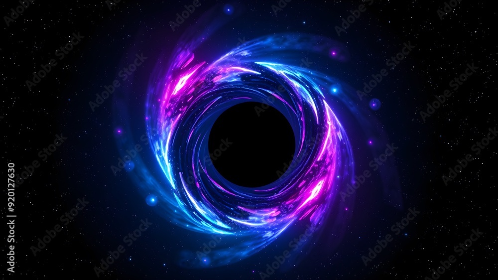 Massive Black Hole with Vibrant Neon Lights in Space Massive Black Hole with Vibrant Neon Lights in Space