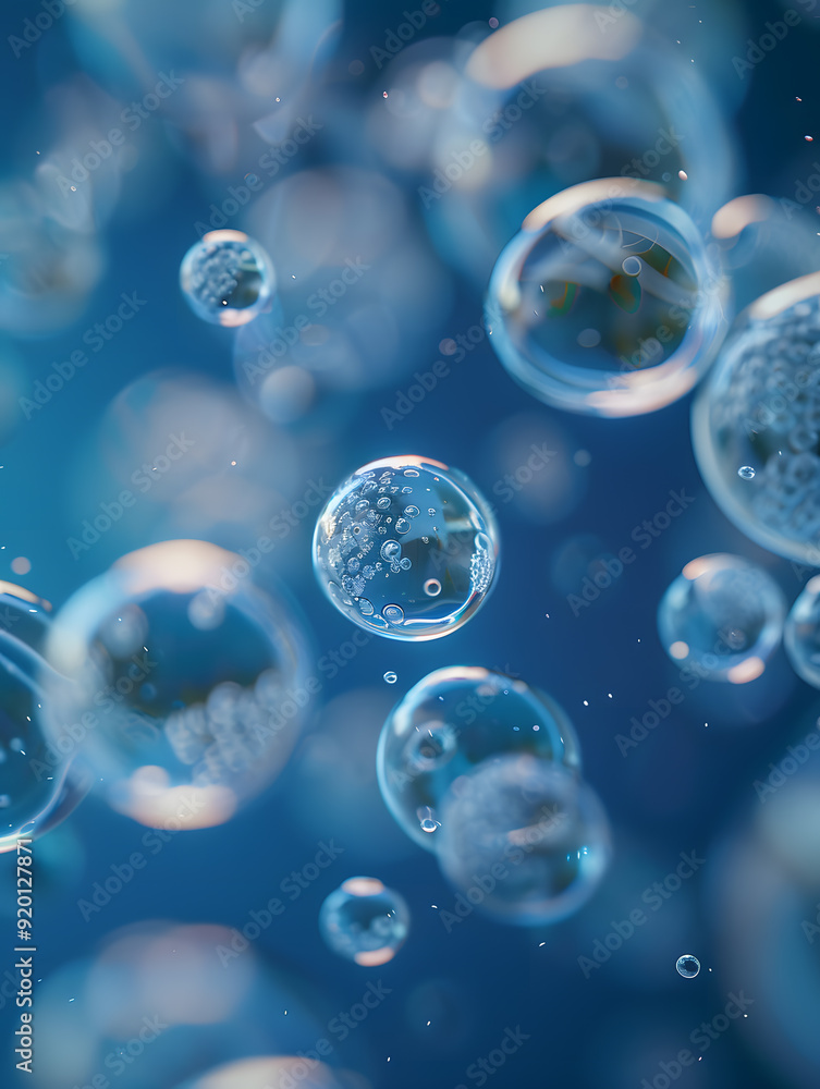 oil bubbles floating against a light background. The bubbles are semi-transparent with a reflective quality oil bubbles floating against a light background. The bubbles are semi-transparent with a reflective quality