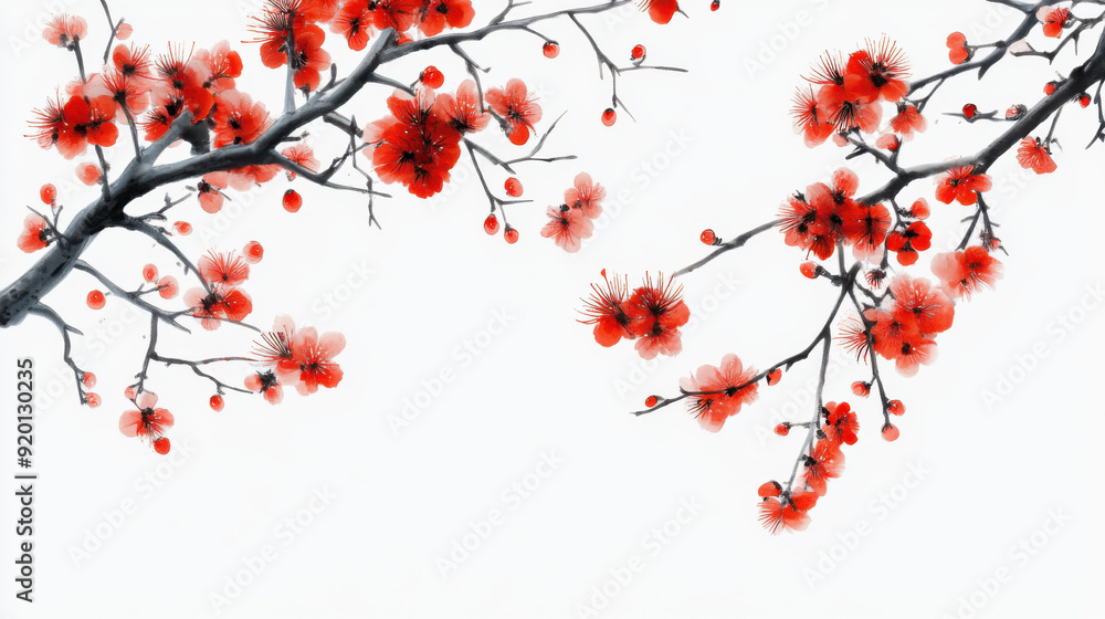 Vector Spring Floral Illustration with Blossoming Sakura Trees, Heart Frame Design for Seasonal Decorations Vector Spring Floral Illustration with Blossoming Sakura Trees, Heart Frame Design for Seasonal Decorations