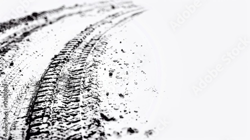 Tire Track Designs, a collection of diverse tire marks from cars and motorcycles, showcasing various tread patterns against a minimalist backdrop, emphasizing clarity and simplicity